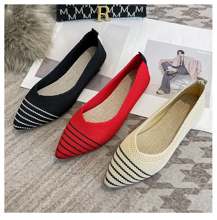 

2022 Fashion Ballerina Shoes Women Pointed Toe Breathable Ballet Flats Slip on Ladies Casual Soft Sole Loafers Boat Shoes