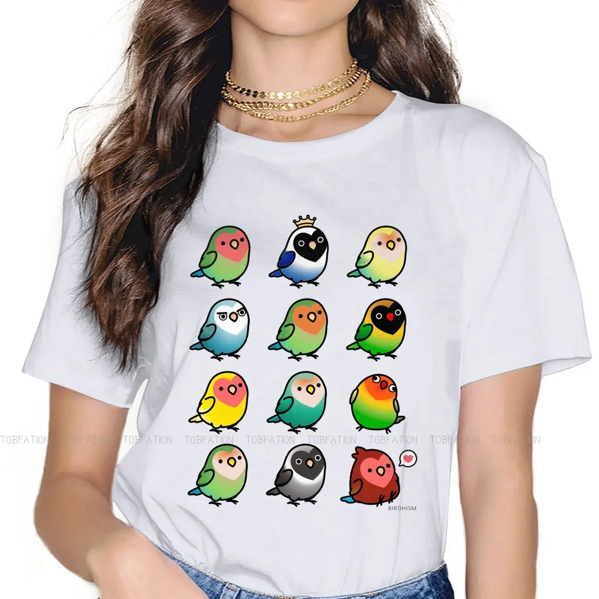 

Parrot Women T Shirt Chubby Lovebirds Female Tops 5XL Graphic Funny Tees Ladies Oversized Tshirt