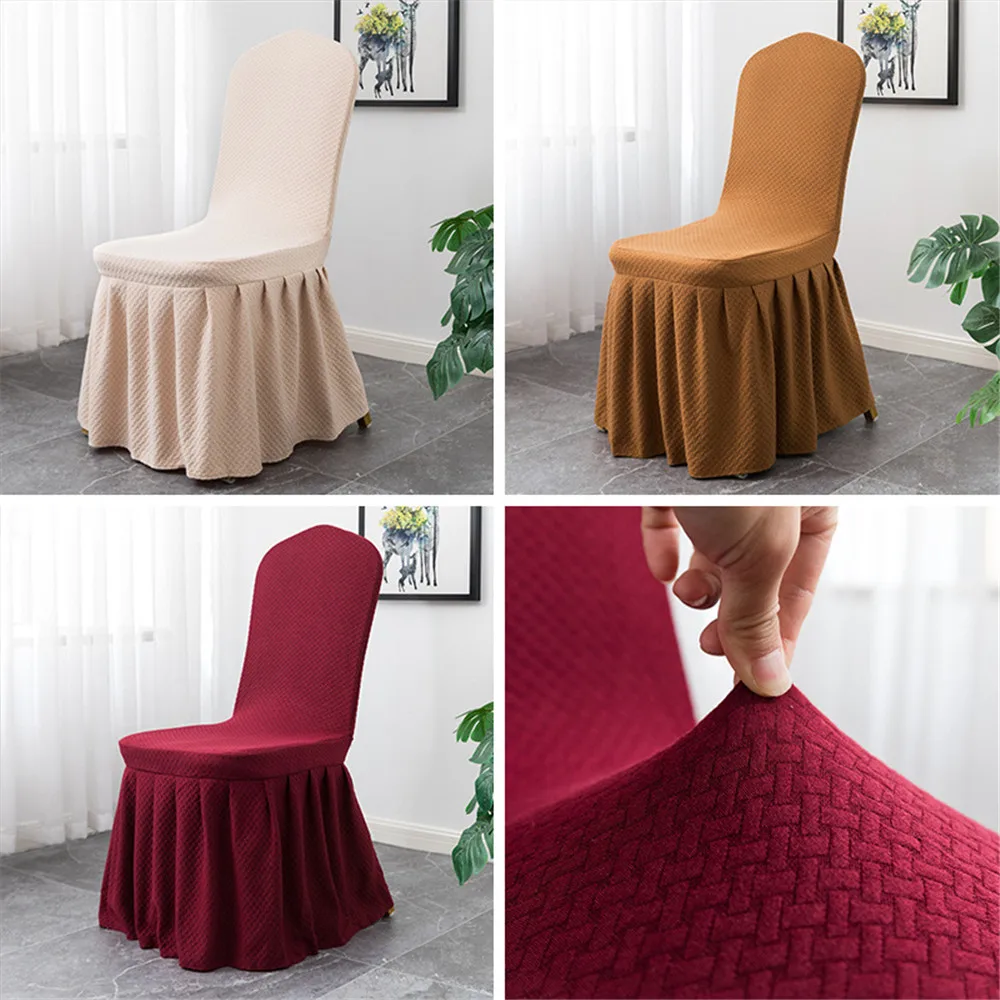 

Soft Stretch Removable Washable Short Dining Chair Protector Cover Seat Slipcover for Hotel Dining Room Banquet Wedding Party