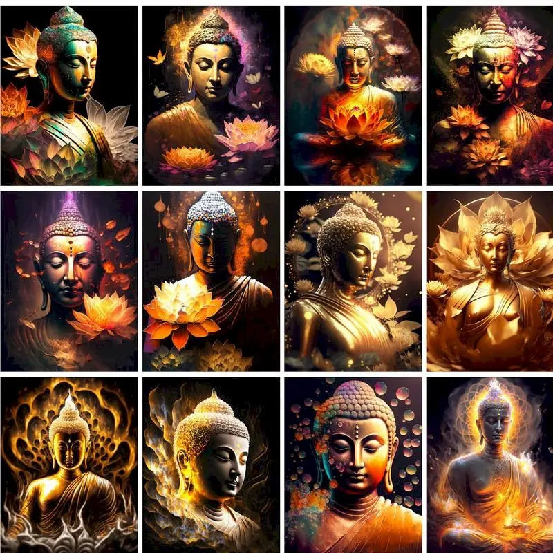 

GATYZTORY Painting By Number Buddha Kits For Adults Handpainted DIY Coloring By Number Figure Home Decoration Christmas Gift