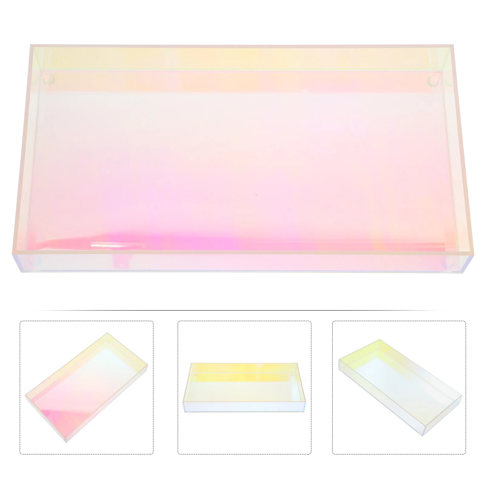 

Acrylic Storage Tray Tub Makeup Perfume Bathroom Food Organizer Trays Counter Vanity Dresser Tops