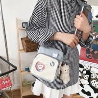 cute japanese canvas mobile phone bag women 2022 new girl student messenger bag korean cartoons houlder small square bag