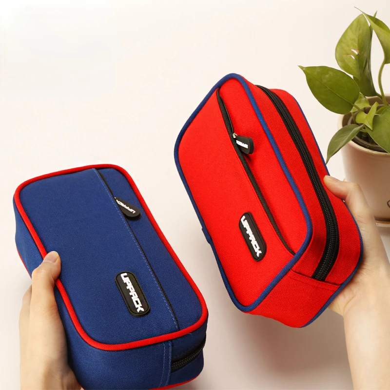 

High Quality Pencil Cases Double-layer Polyester Fabric Pencil Bags Student Stationery Business Pencil Cases