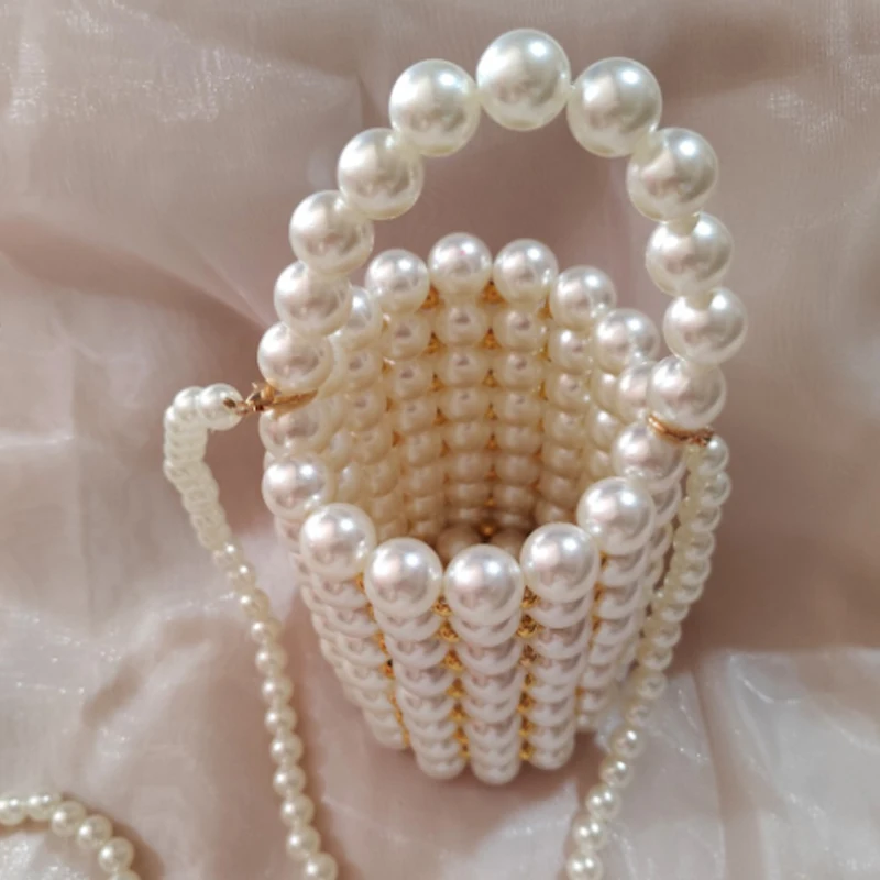 Роскошная жемчужная женская сумка тканая сумка-ведро с бисером вечерняя верхней