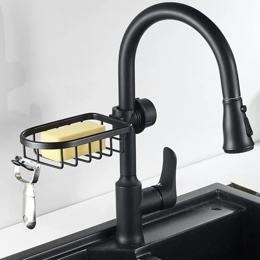 

1Pcs Adjustable Sundries Holder With Hooks Durable Faucet Shelf Shower Rod Sponge Drain Rack Shower Storage Rack