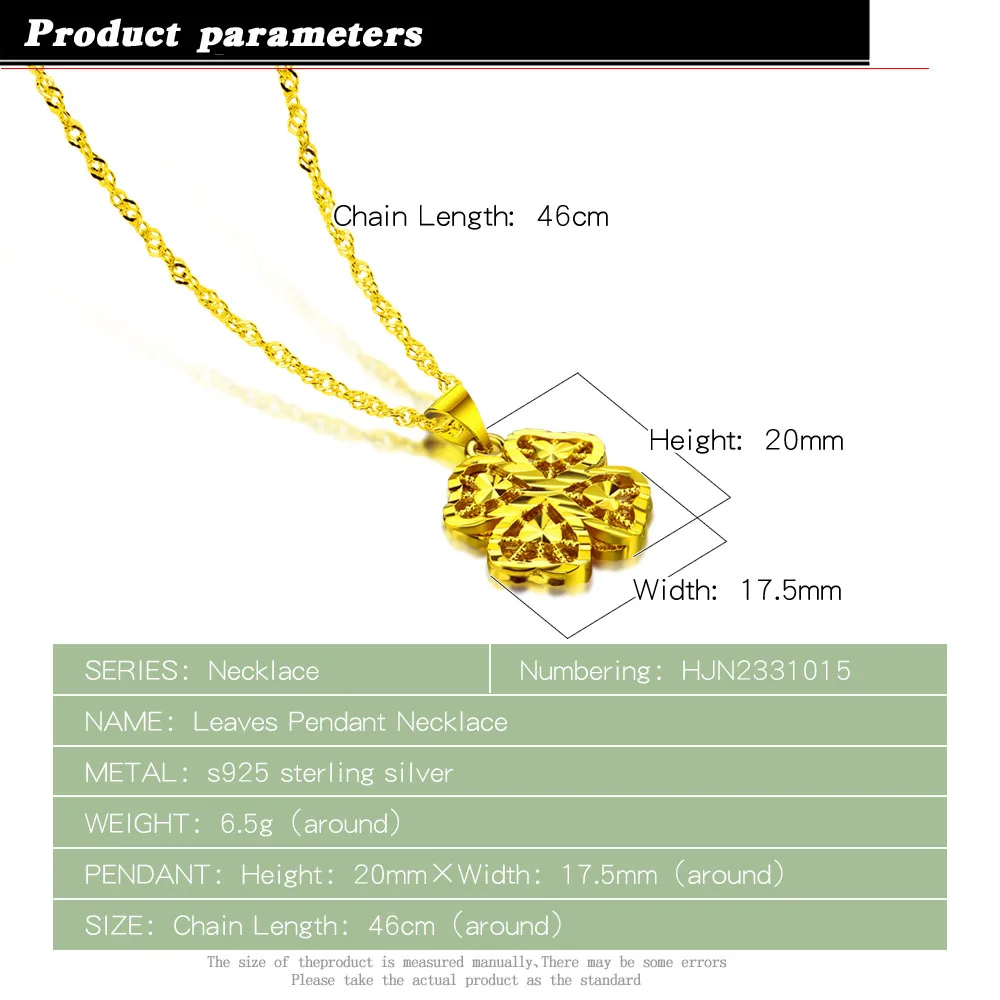 Новая мода полый кулон в виде клевера стерлинговое серебро 925 пробы золотого