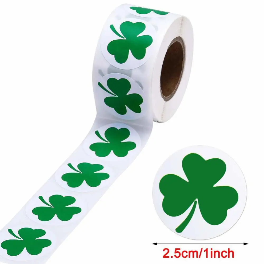 

500pcs Labels St. Patrick's Day Stickers Shamrock Roll Stickers 1inch Adhesive Label For Kids Decoration Stationery Sticker