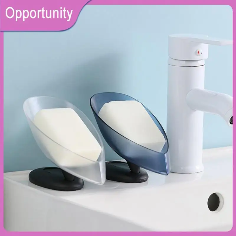 

With Drain Water Soap Box Portable Soap Dish For Shower Leaf Shape Drain Soap Tray Bathroom Storage Household Soap Shelf