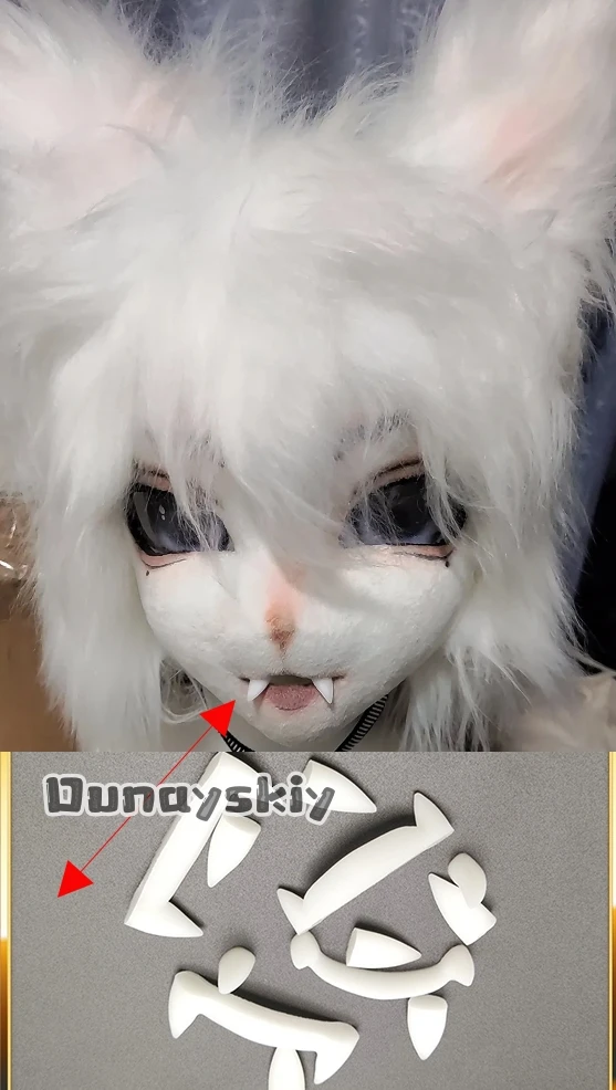Пушистый меховой костюм Kemono с 3D принтом, искусственные зубы, костюмы для косплея, аксессуары, 2 шт.4 шт., 3D-печать, клыки-оборотня, меховой костюм, реквизит для самостоятельного изготовления (art.: 3920cf602bd28) - 3920cf602bd28