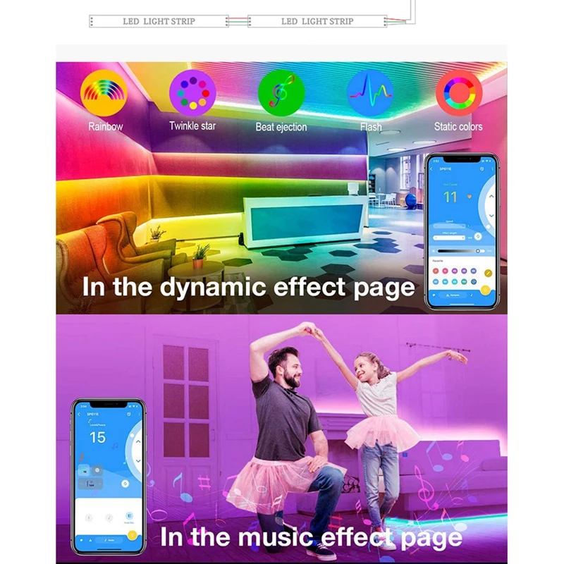 Умный музыкальный Bluetooth-контроллер RGB SP611E для WS2812B SK6812 WS2811 адресная стандартная
