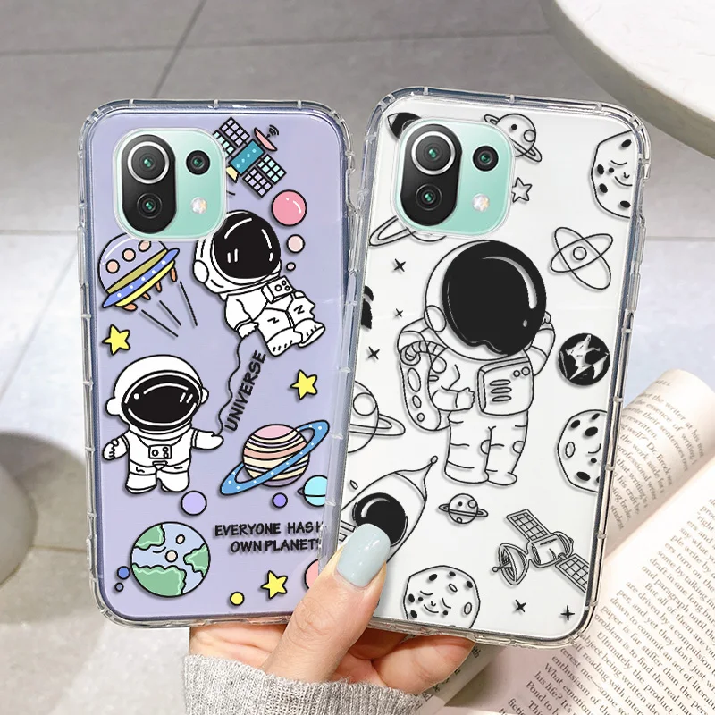

Astronaut Case For Xiaomi Mi 11 Lite Case Spaceman Clear Cover For Xiaomi Mi11t 11T Pro 10T Note 10 Lite 11i 11X Ultra Soft Case