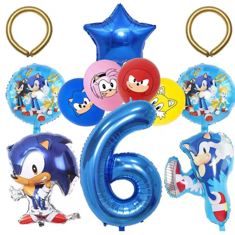 

Cartoon Balloons Sonic Knuckles Miles Prower Shadow Silver Amy Rose Creative Peripheral Children's Birthday Theme Party Balloons