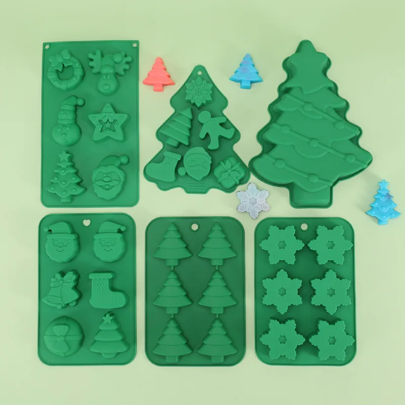 

Silicone Mold Bakeware Food Grade Cake Mold Christmas Trees Snowman Gifts DIY Chocolate Baking Mold Cake Decoration Accessories
