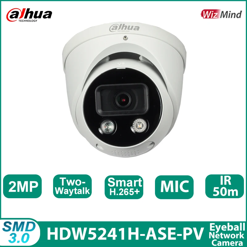 

Dahua IPC-HDW5241H-ASE-PV 1080P HD WizMind Network Camera 2MP Sound & Light Smart Home Security CCTV Full Color Two-way Audio