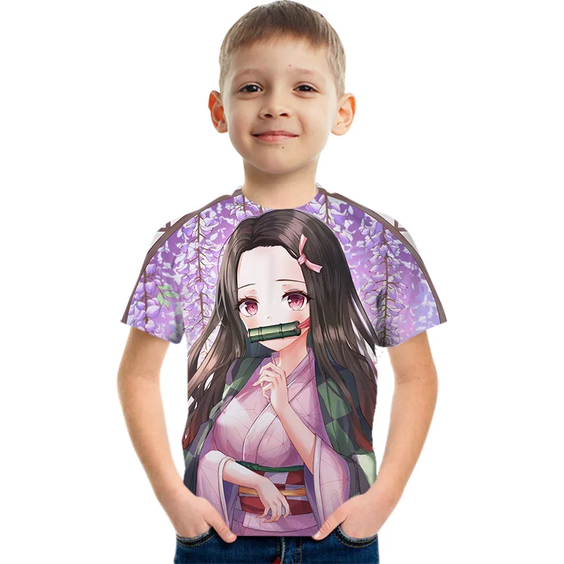 

2022 New Demon Slayer T Shirt 3D Kids Blade of Ghost T-shirt Kimetsu No Yaiba Anime Demon Blade Cool T shirt boy girl 4-14Y