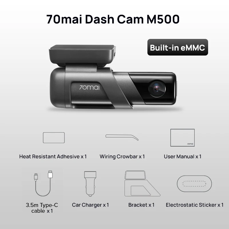 

Видеорегистратор 70mai M500 1944P HDR 170FOV eMMC Встроенное хранилище GPS ADAS 24H Монитор парковки 70mai M500 Автомобильный видеорегистратор Видеорегистратор Видеорегистратор