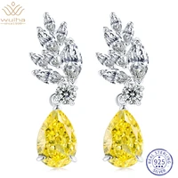 wuiha real 925 sterling silver platinum plated pear 8ct citrine synthetic moissanite drop earrings for women gift drop shipping