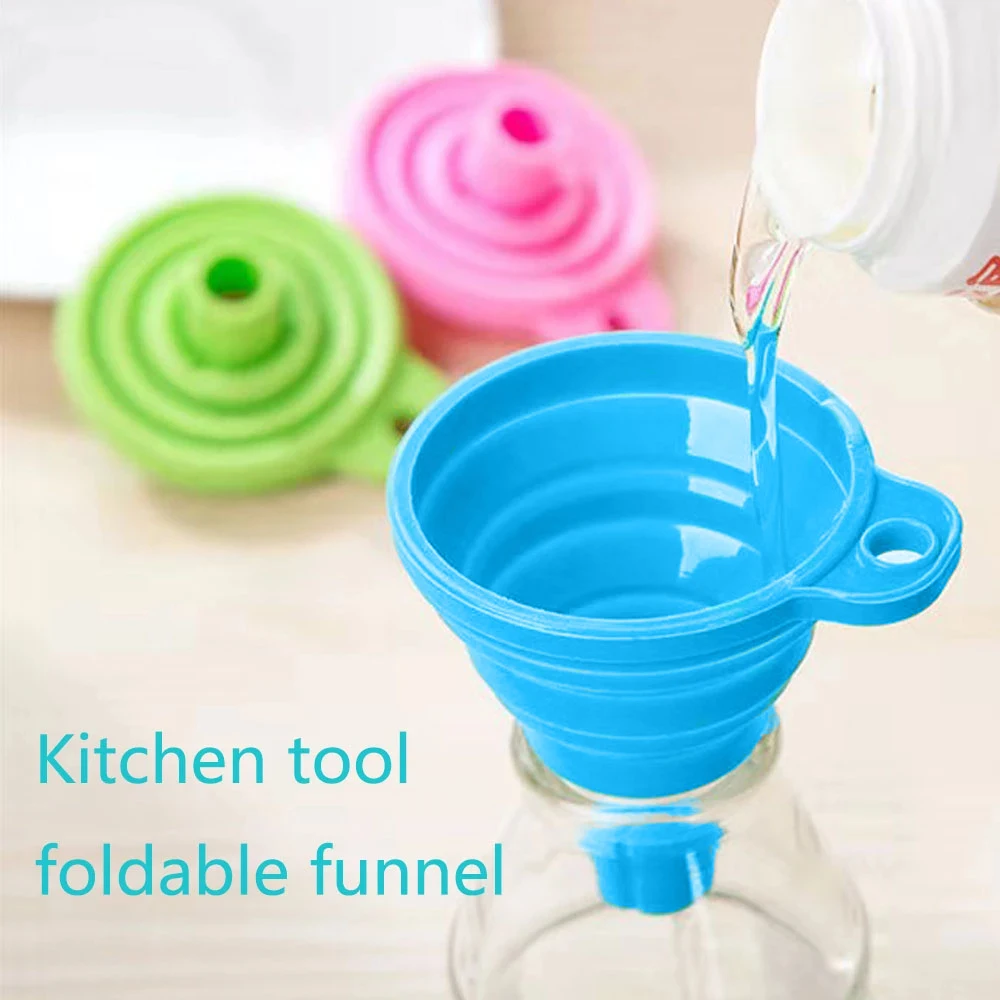 

1pcs Food Grade Silicone Folding Funnel Kitchen Accessories Tools Folding Telescopic Funnel Portable Small Liquid Filling Funnel