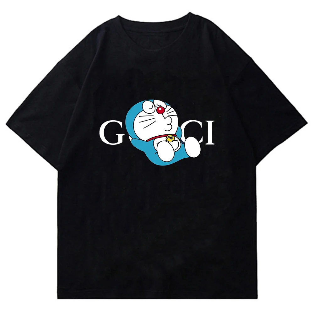 

Новые модные брендовые футболки Sanrio Hello Kitty Disney для мужчин и женщин, хлопковая повседневная черная Белая Летняя одежда унисекс с коротким ру...
