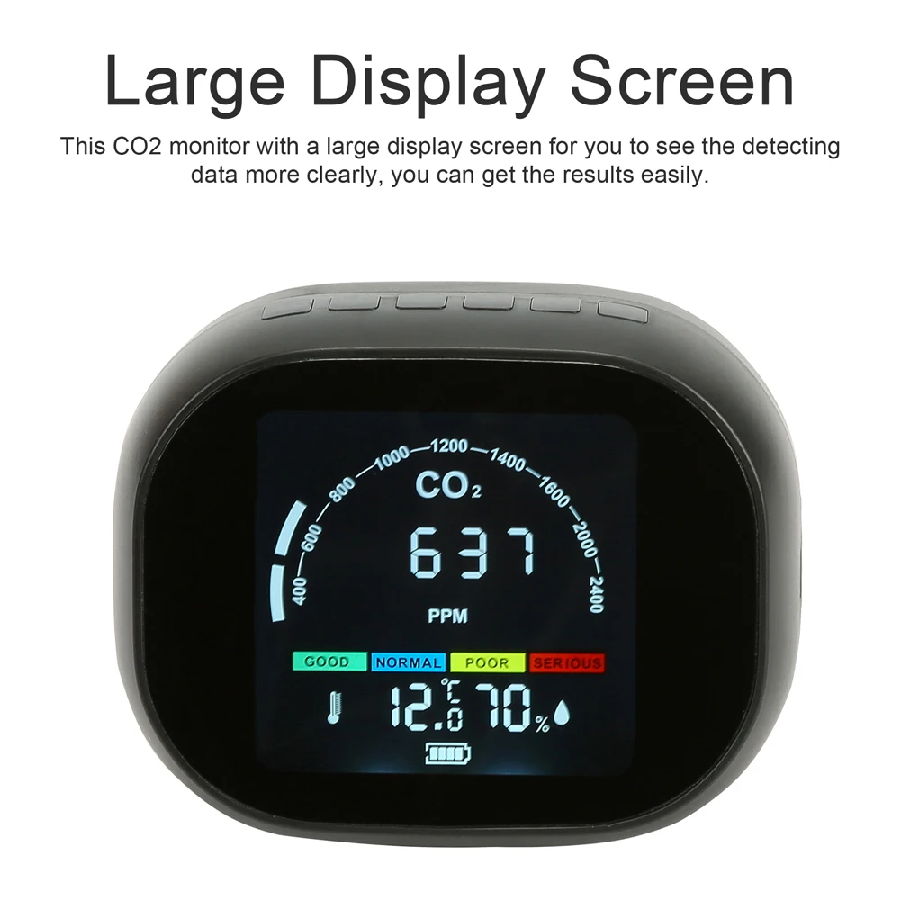 

3 In 1 Carbon Dioxide CO2 Temperature Humidity Detector Desktop CO2 Detector Home Office Indoor Temperature Humidity Meter