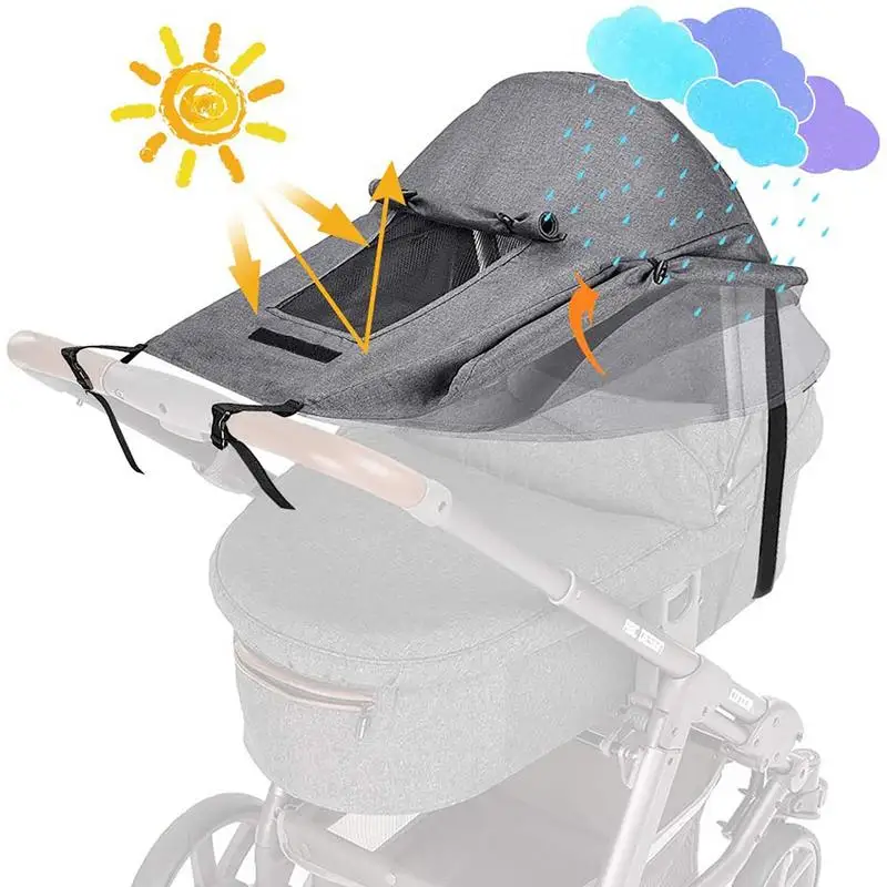 

Sun Shade For Stroller Universal Sun Cover For Stroller Waterproof Blackout Blind Anti-UV Protection Pram Canopy Sunshade With