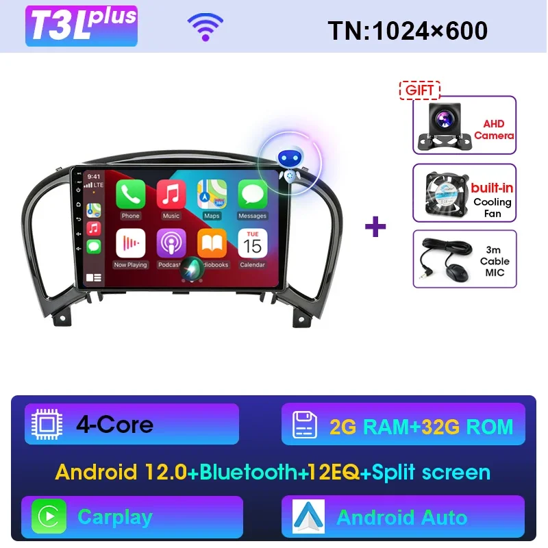 

JMCQ 2din Android 12 Автомобильный радиоприемник Мультимедийный видеоплеер для Nissan Juke YF15 2010-2014 GPS-навигация 2 din Головное устройство Carplay