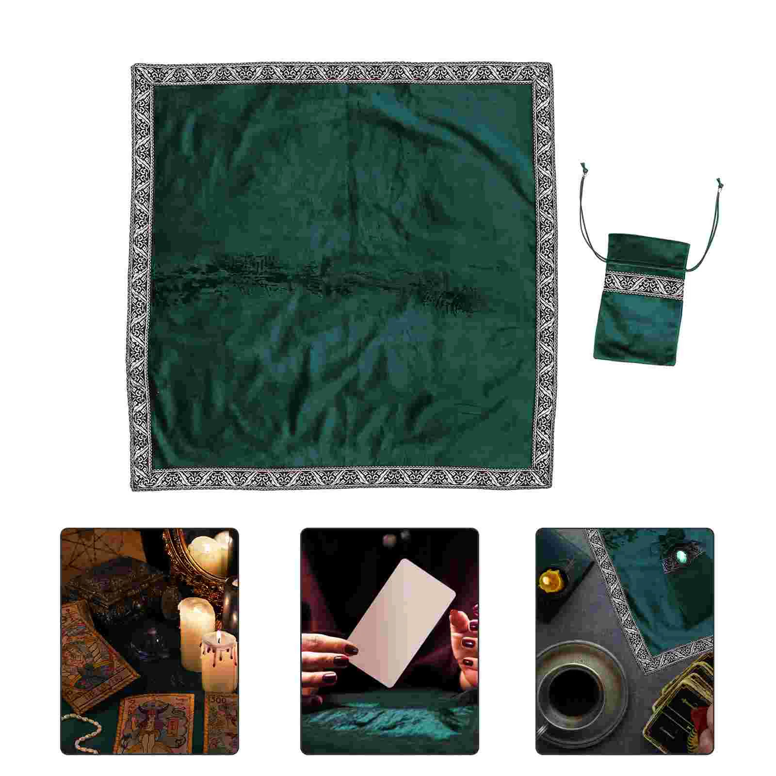 

1 Set Velour Soft Premium Thicken Green Table Cover Tablecloth for Tarot Cards Party