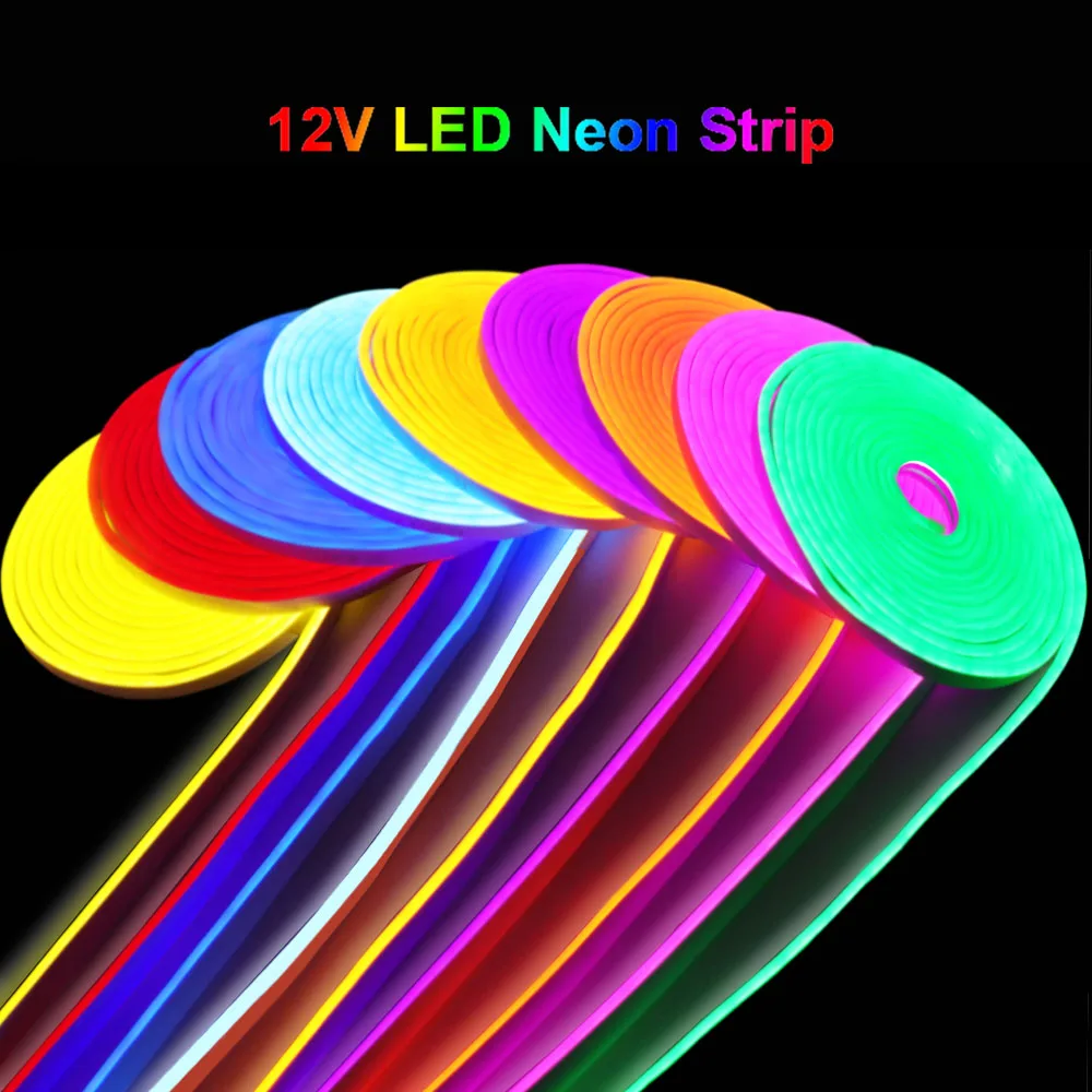 12 В светодиодная неоновая полоса 1 м 2 3 4 5 SMD 2835 120 светодисветодиодный s/M гибкая