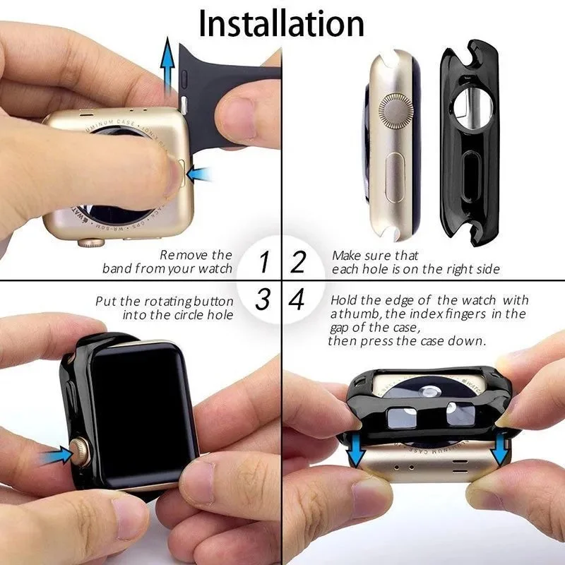 Силиконовый чехол для Apple Watch 7 6 5 4 3 2 1 SE защитная задняя крышка из ТПУ IWatch Series 44 мм 40