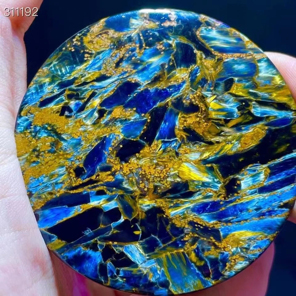 

Natural Blue Yellow Pietersite Round Pendant 58/7.3mm Big Chatoyant Women Men Namibia Cat Eye Pietersite Jewelry AAAAAA