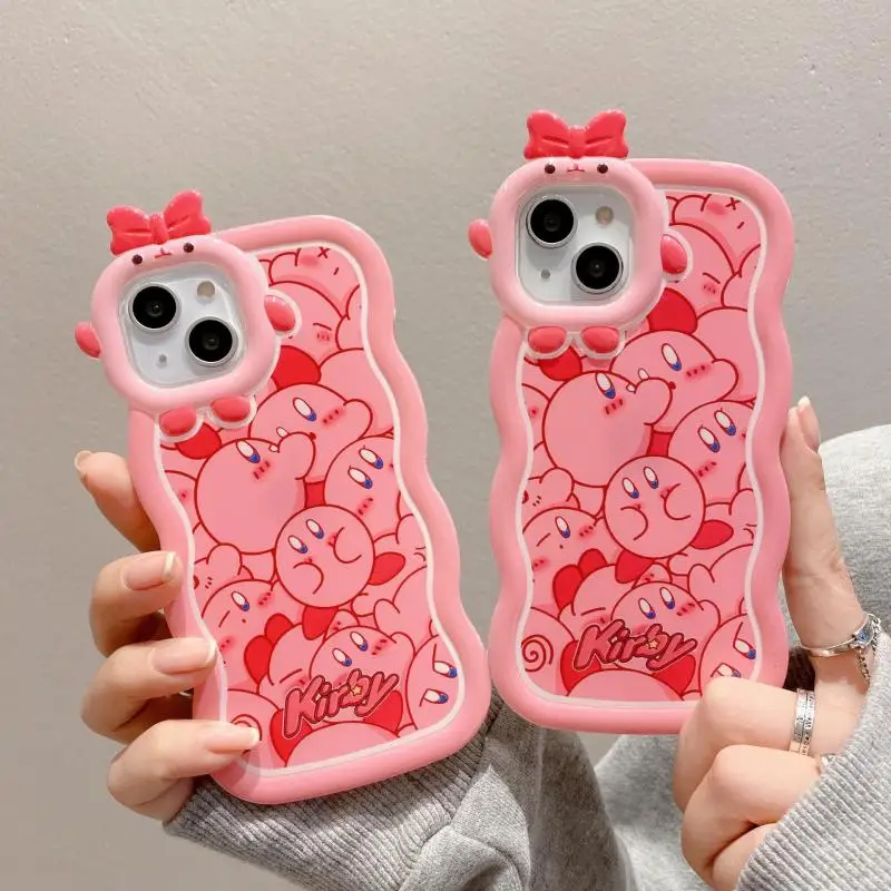 

New Sanrios Anime Kawaii Figure Kirby Apply To Iphone14 13 12 11 Cartoon Soft Back Liquid Silicone Wavy Protective Shell Girl