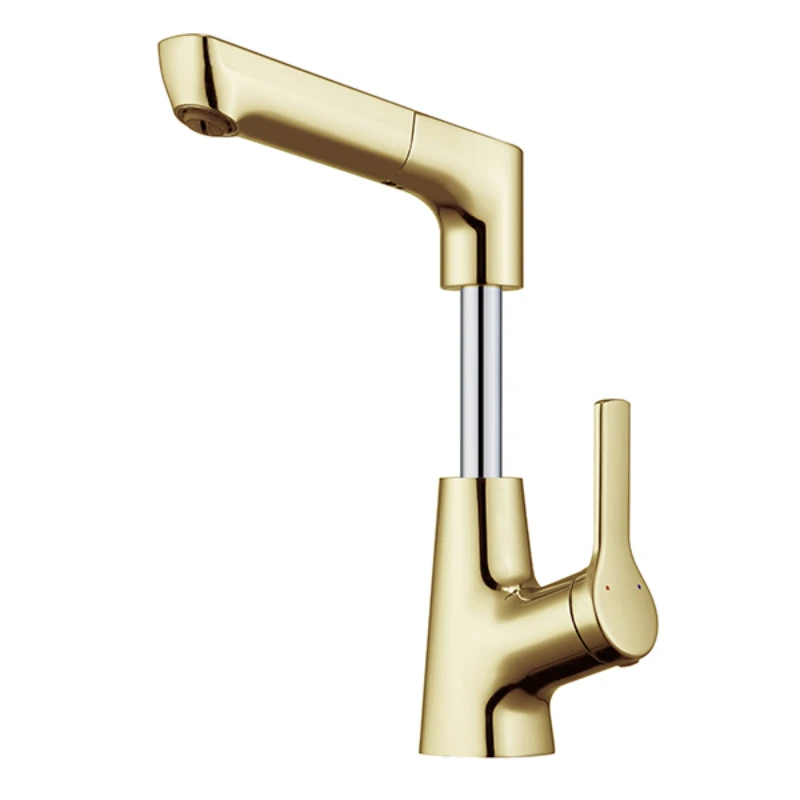 

Single Handle Brass Slide Kitchen Sink with Sprayer Pull Out Kitchen Faucet