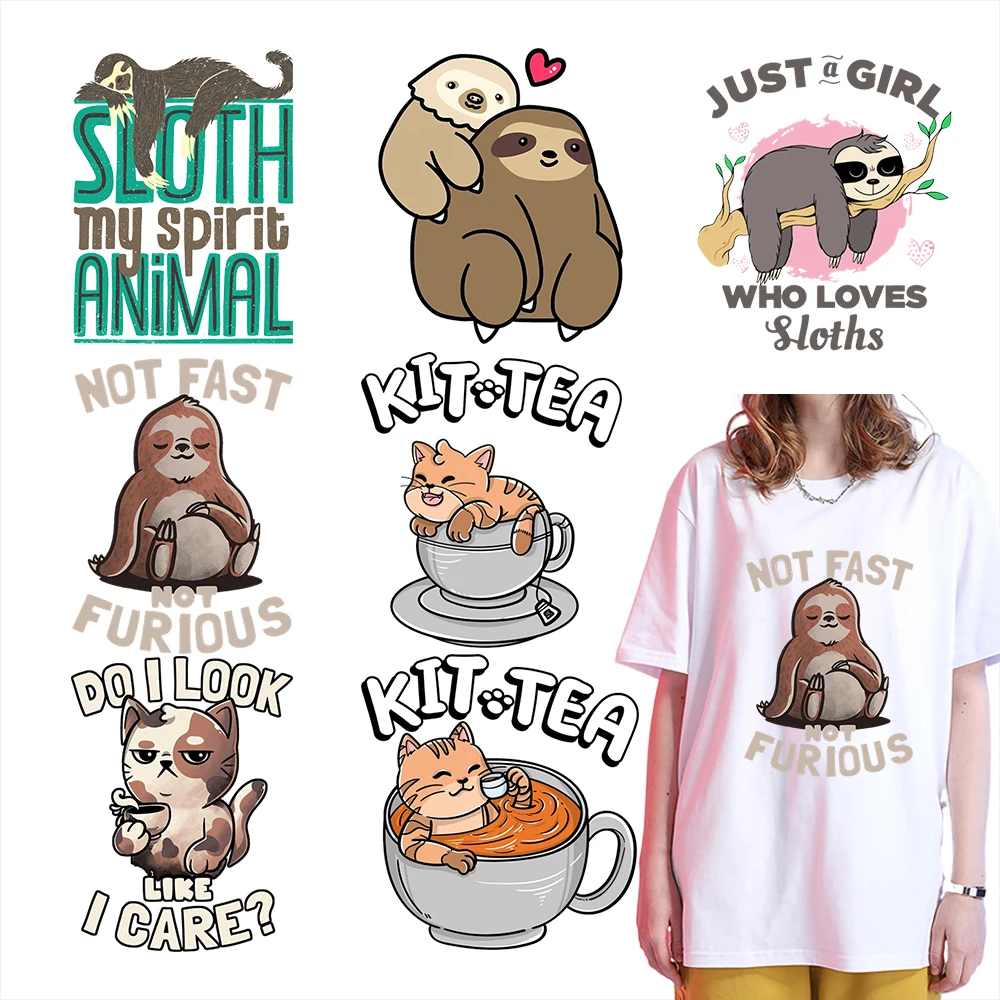 Kawaii Sloth теплопередающая наклейка высокое разрешение мультфильмы DIY наклейки