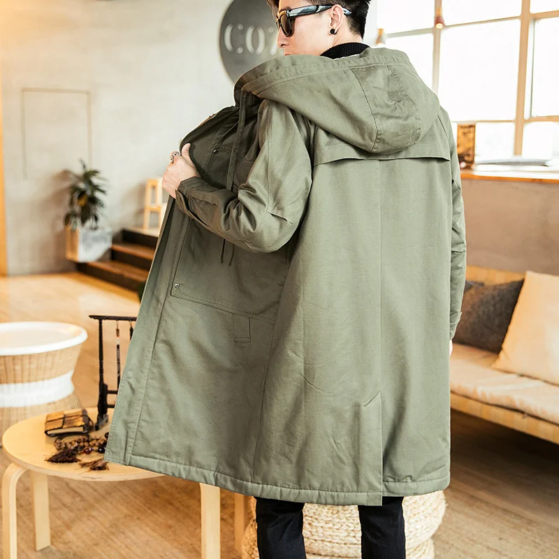 Зимняя куртка из овечьей шерсти Мужская ветровка средней длины повседневное