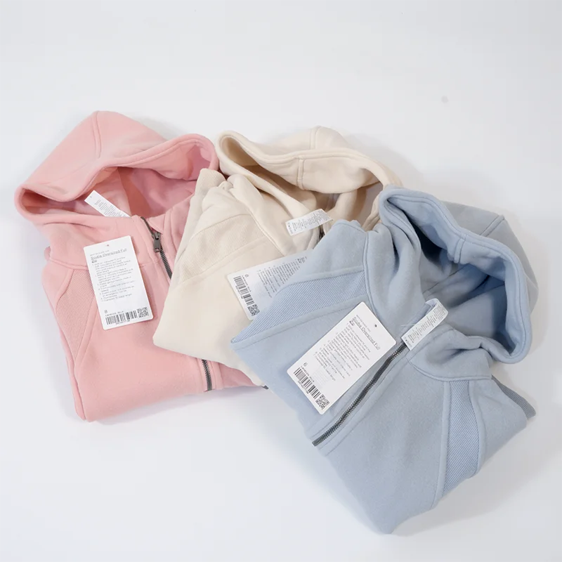 Lulu Winter Oversized Cropped Hoodies Relaxed Fit Sweatshirt Waist Length Sweater Yoga Wear for Women Define Jackets Coat