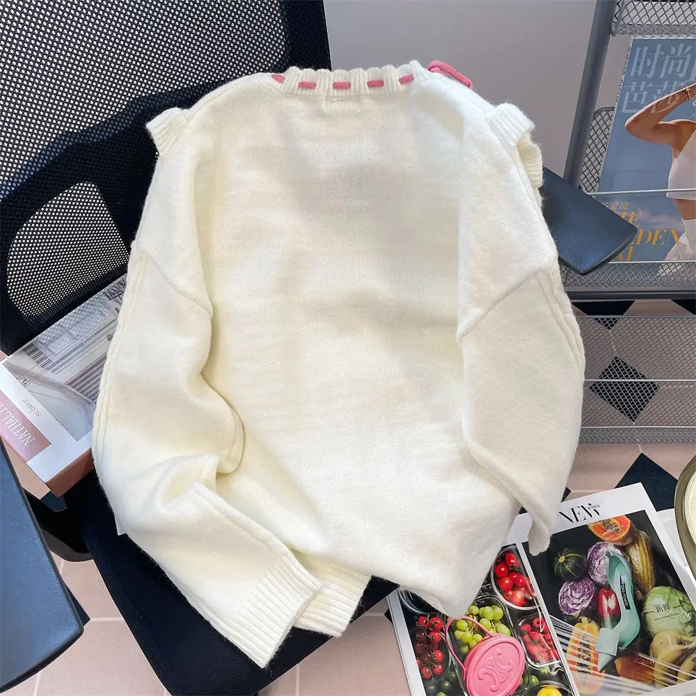 Женский кружевной свитер с длинным рукавом свободный ощущение деревянных ушей