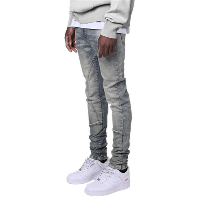 2022 New Mens Jeans Casual Medium Waist Slim Fit Casual Pencil Pants Full Length Denim Trousers Pantalones Vaqueros Hombre