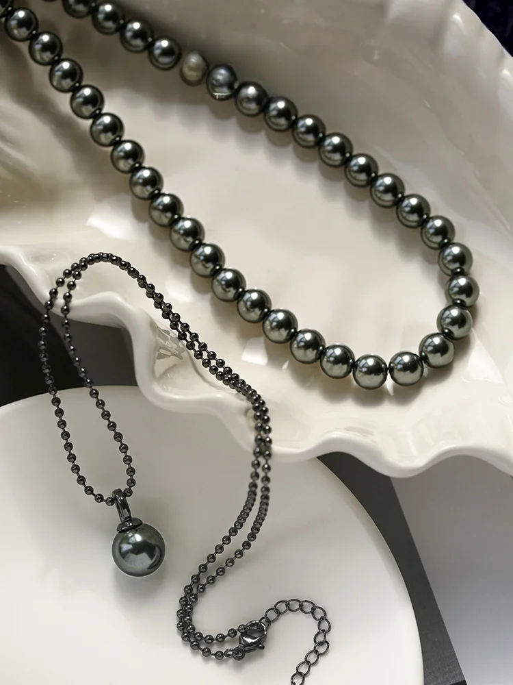 Qixuan | Ni Gao Ye Same Sle австрийское ожерелье с подвеской из жемчуга Шицзя и тахиди черным