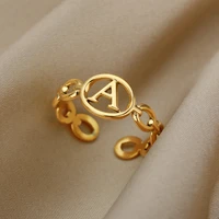 tulx hollow 26 a z initial letter rings for women man gold cuban link adjustable ring female wedding aesthetic jewelry