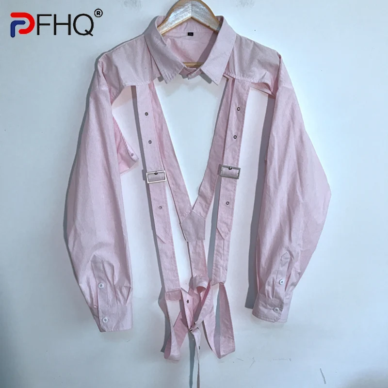 

PFHQ Stylish Niche Design Personality See-through Shirt Long Sleeve High Street Wear Quality Elegant Sexy Men's Tops 2023 Trendy