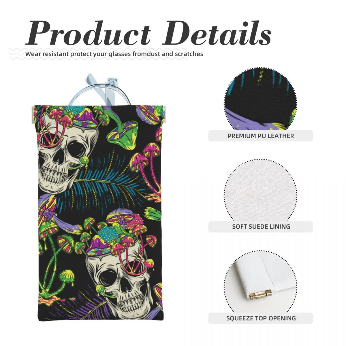 Футляр для солнцезащитных очков сумасшедший череп волшебные грибы хиппи футляр