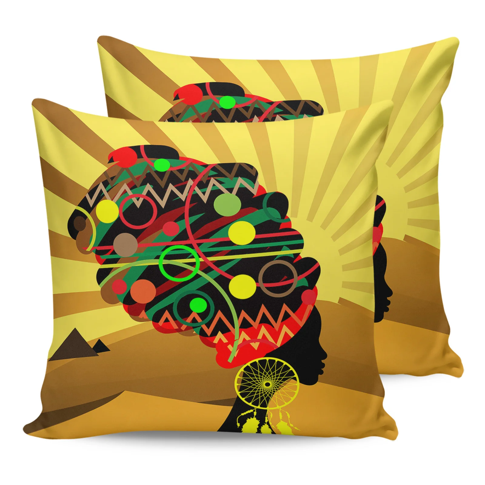 

African Women'S Clothing Dusk Pillowcase Two Piece Set Home Sofa Decor Cushion Cover Pillowcase Bed Pillow Cover Printed Pattern