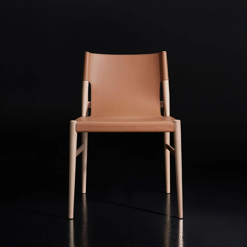 

Итальянский минималистичный обеденный стул из твердой древесины, кожаное седло для путешествий, черный, тихий обеденный стул в нордическом...