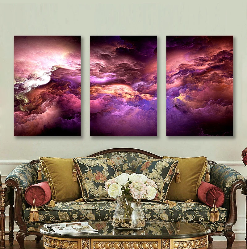 

Nordic Red Clouds Aurora Canvas Poster Abstract Painting Wall Art Print Modern Picture For Bedroom Oil Prints Living Room Decor