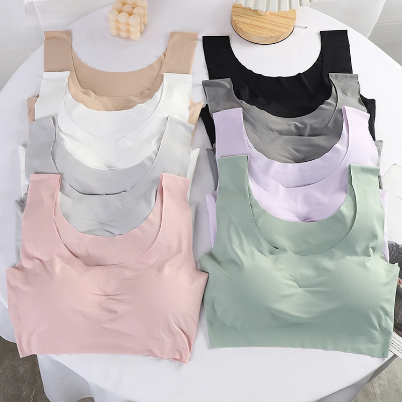

1pc Ice Silk Sleep Bra for Women Sexy Lingerie Seamless Vest Women Underwear Yoga Sports Bralette