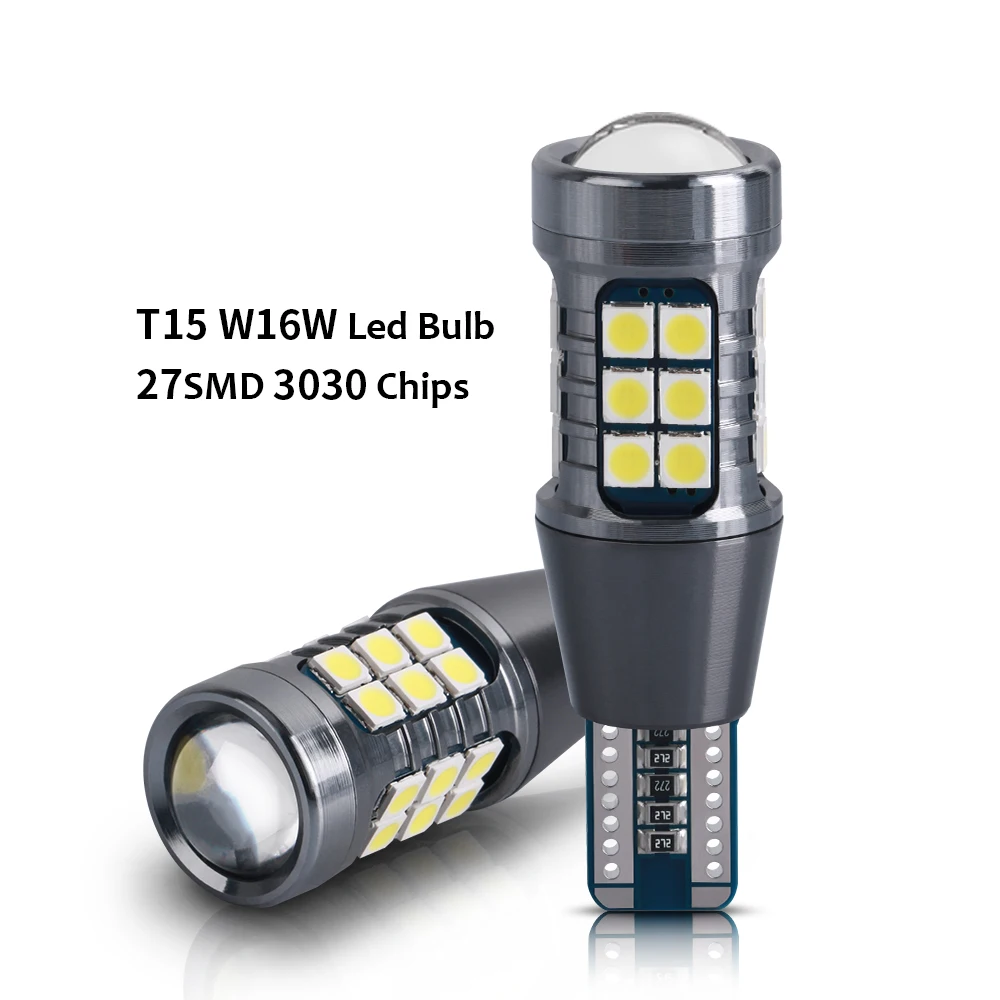 

Новые светодиодный ные лампы T15 W16W WY16W Canbus без ошибок, резервные огни, задний стоп-сигнал 3030 27SMD, янтарный, красный, белый, 6000K, 12 В