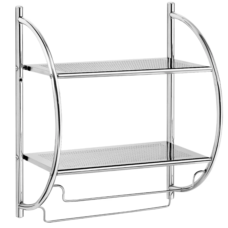 

2-Tier Metal Shower Organizer, Silver Bathroom Shelf R Washroom Racks