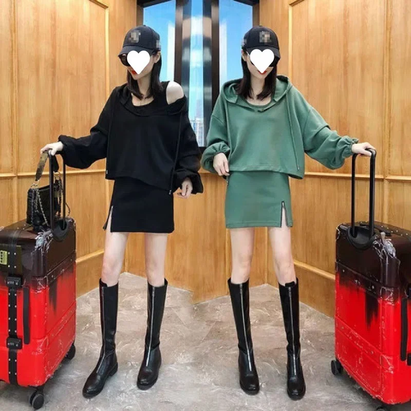 Модная Осенняя коллекция в европейском стиле куртка платье-майка комплект из 2