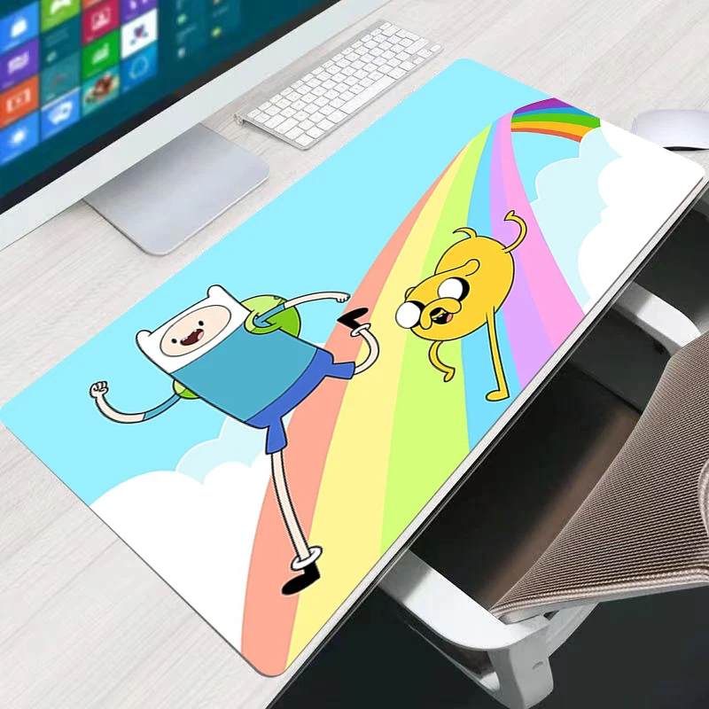 

Adventure Time Kawaii Desk Mat Anime Large Office Mouse Pad XXL on the Table Rubber Full Gamer Pc Keyboards Accessories Mousepad