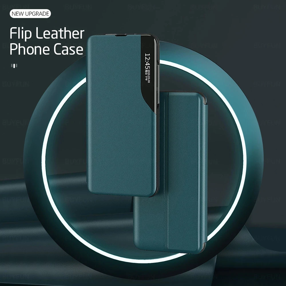 

For Samsung A40 A50 A70 A21S A11/M11 A20 Flip Leather Case Smart Window View Magnetic Closure Phone Book Stand Smart Sleep Wake